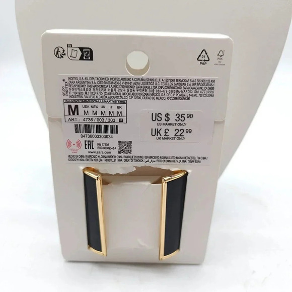 ZARA NEW WOMAN SS24 GOLDEN RIGID LEATHER CUFF BRACELET REF:4736/003 - Picture 4 of 5